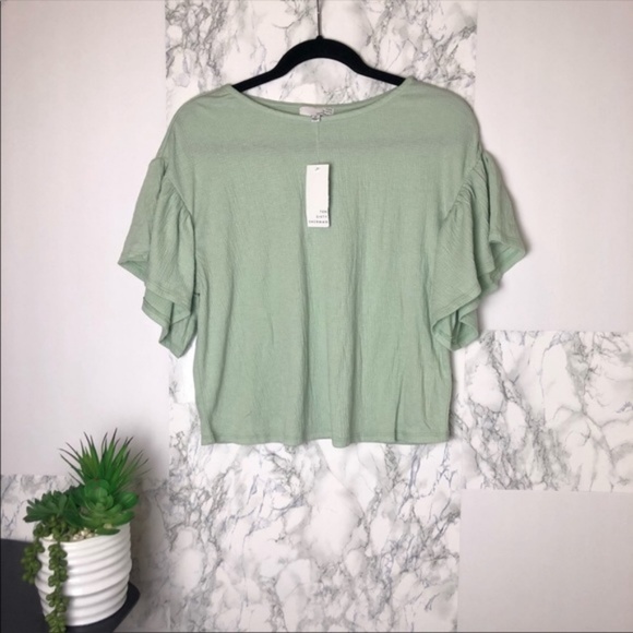 🌸Ten Sixty Sherman Ruffle Sleeve Textured Tee - Picture 2 of 6